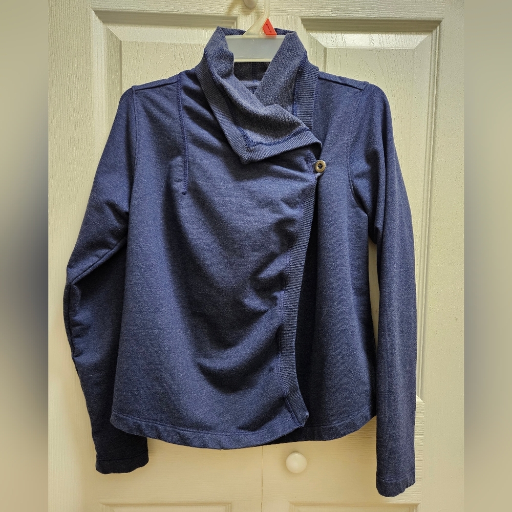 Patagonia Women's At Sea Wrap Navy Blue Heathered Fleece Organic Cotton Size XS